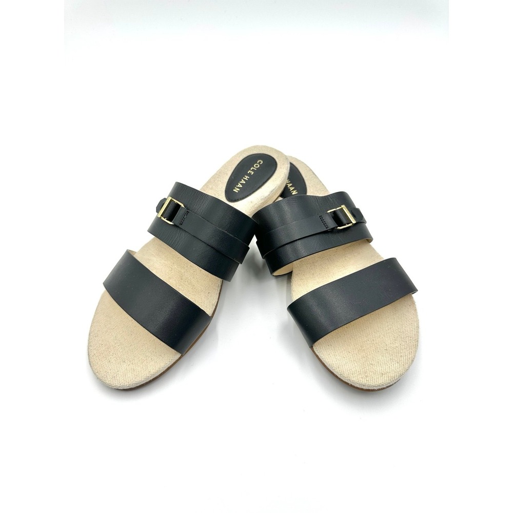 Like New COLE HAAN Francine Demi Slide Sandal Womens 8B Black‎ Leather